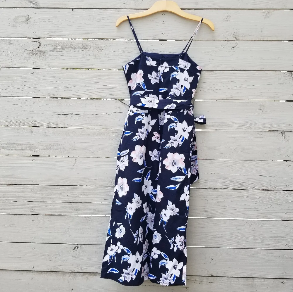 Banana Republic Floral Linen Wide Leg Jumpsuit